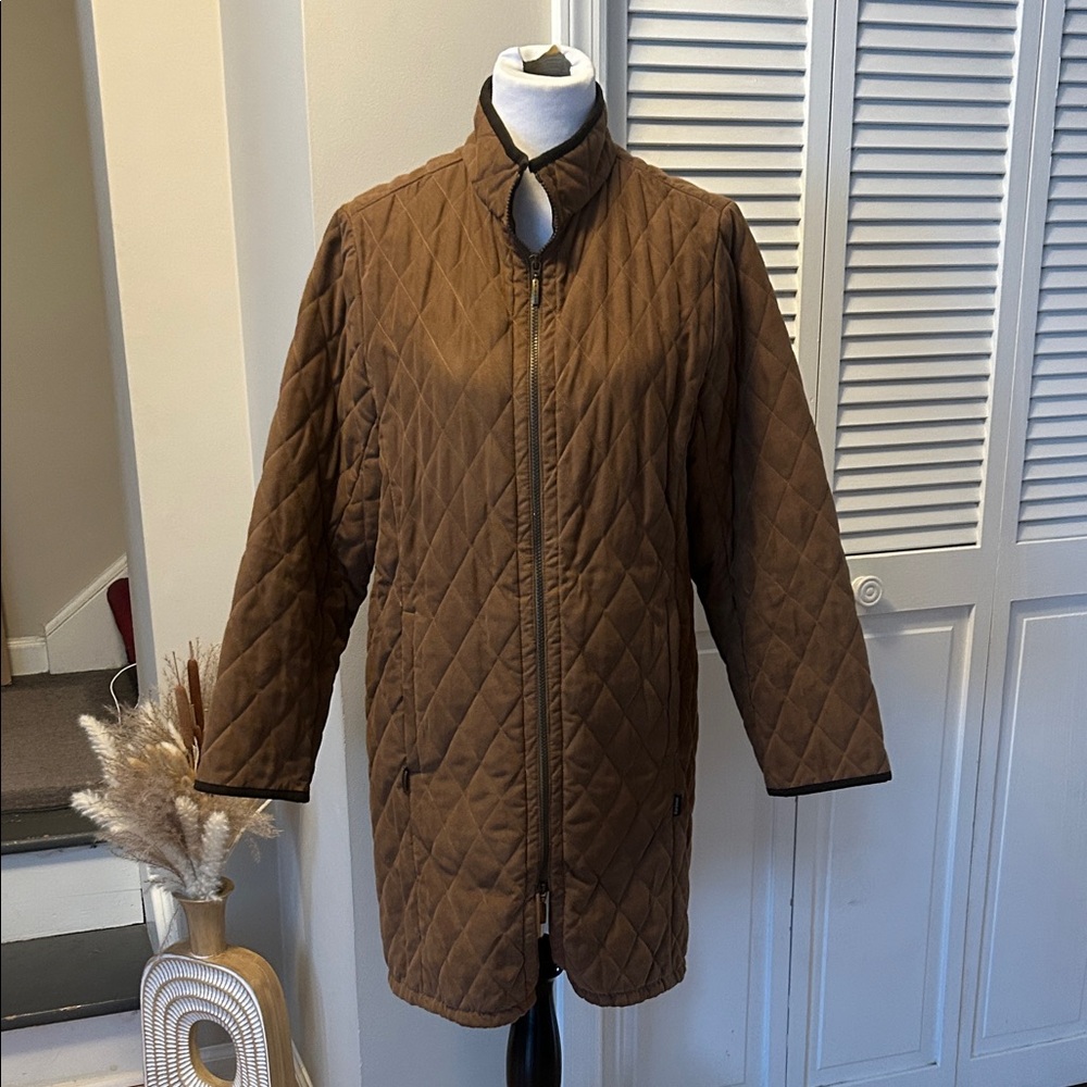 Barbour Brown Vintage Quilted Zip Up Jacket